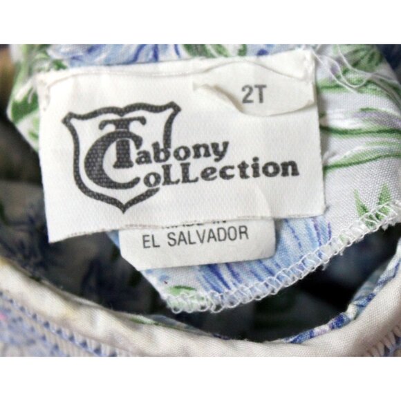 Vtg 90s Tabony Collection Smocked Dress 2T Blue Cabbage Roses Lace Spring Garden - Picture 8 of 9